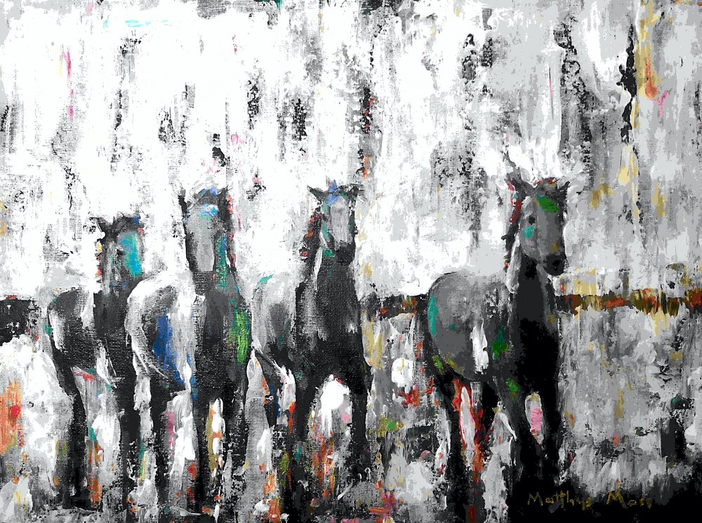 Cavalos a correr em movimento de Matthys Moss