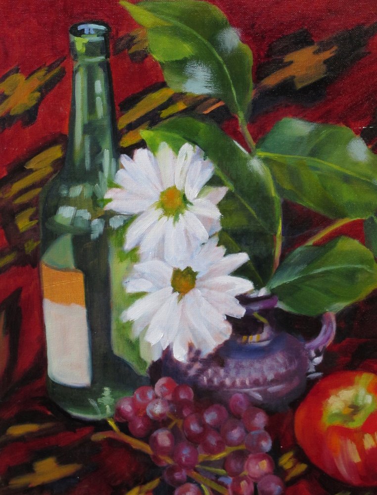Frutas e margaridas em garrafa de Maxine Shore