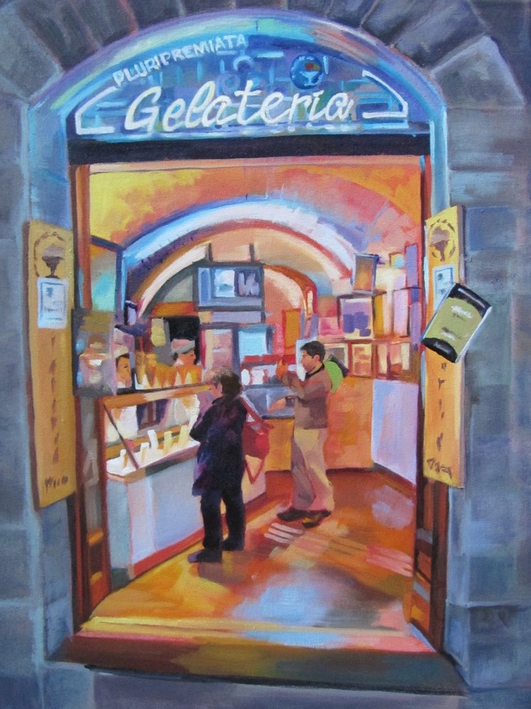 Entrada colorida da gelataria de Maxine Shore