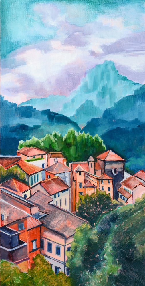 Cidade colorida na encosta de Maxine Shore