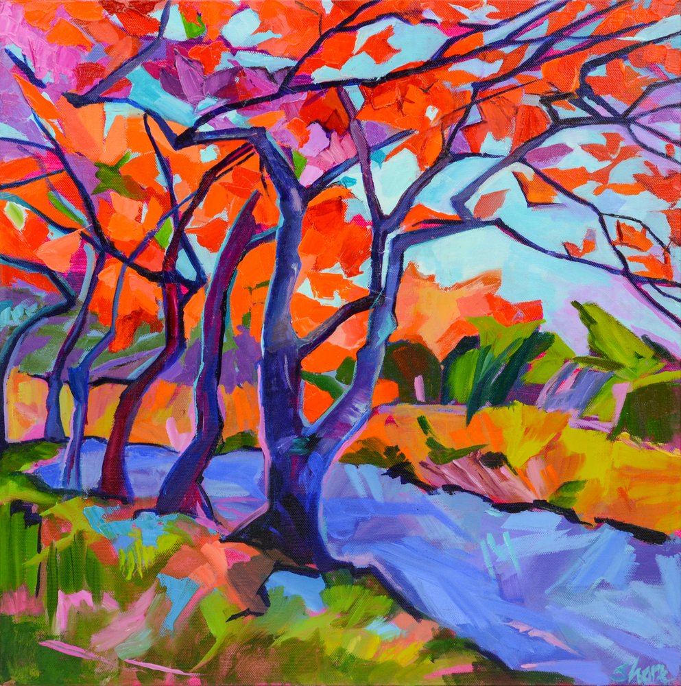 Árvores outonais coloridas de Maxine Shore