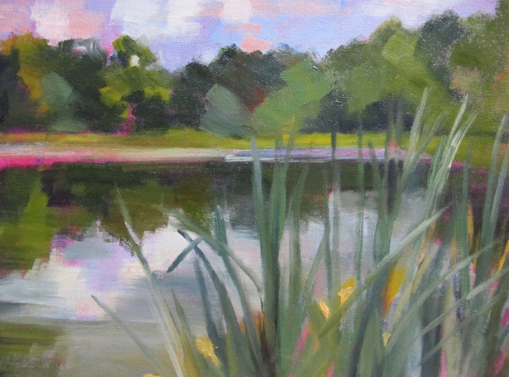 Reflexos vibrantes no lago de Maxine Shore