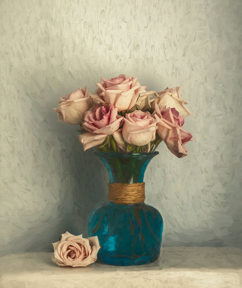 Natureza morta com rosas cor-de-rosa suave de May G