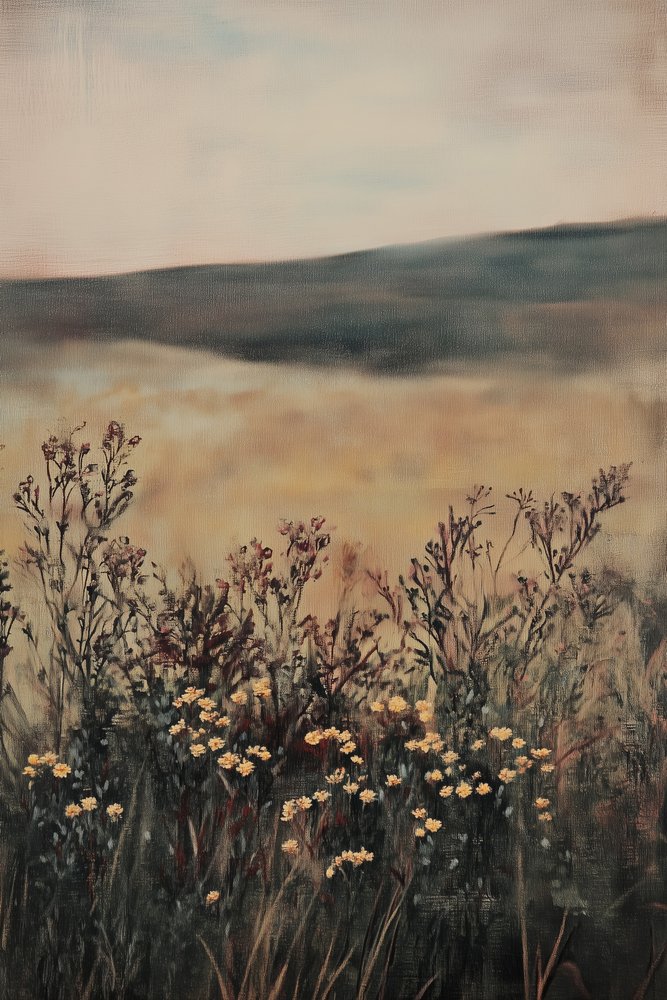 Campo dourado com flores silvestres de Melloi Art Prints
