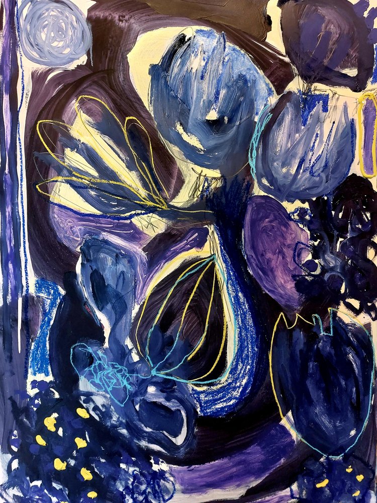 Flores azuis e roxas de Monika Riethmueller