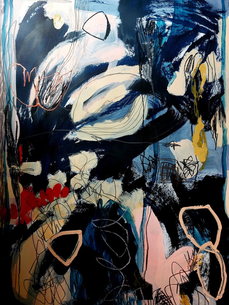Movimento Abstrato Azul Profundo de Monika Riethmueller