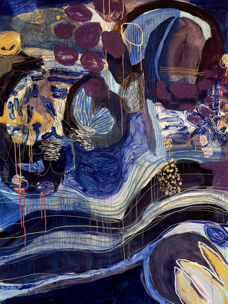 Espirais abstratas em azul profundo de Monika Riethmueller