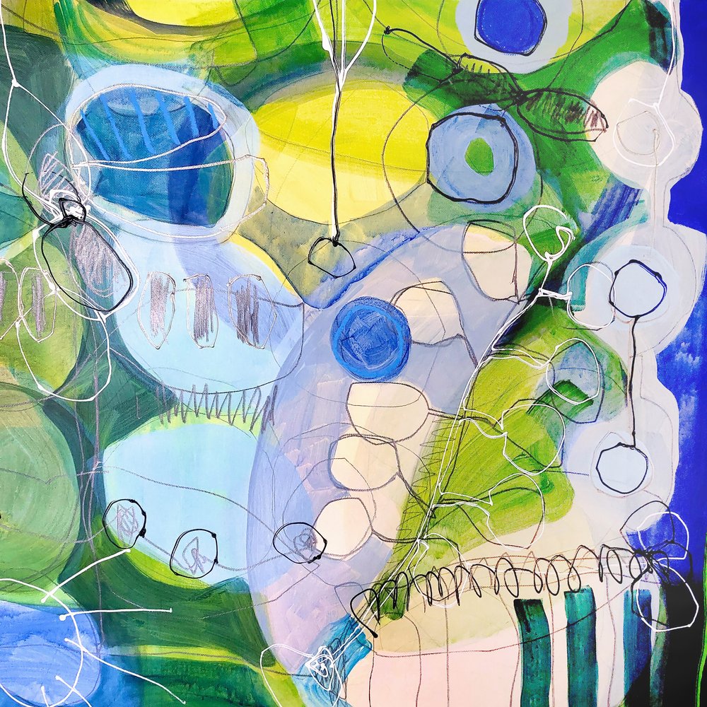 Abstrato Dinâmico Verde-Azul de Monika Riethmueller