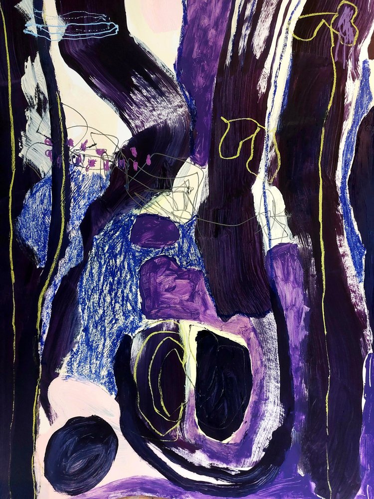 Fluxo abstrato em azul e roxo de Monika Riethmueller