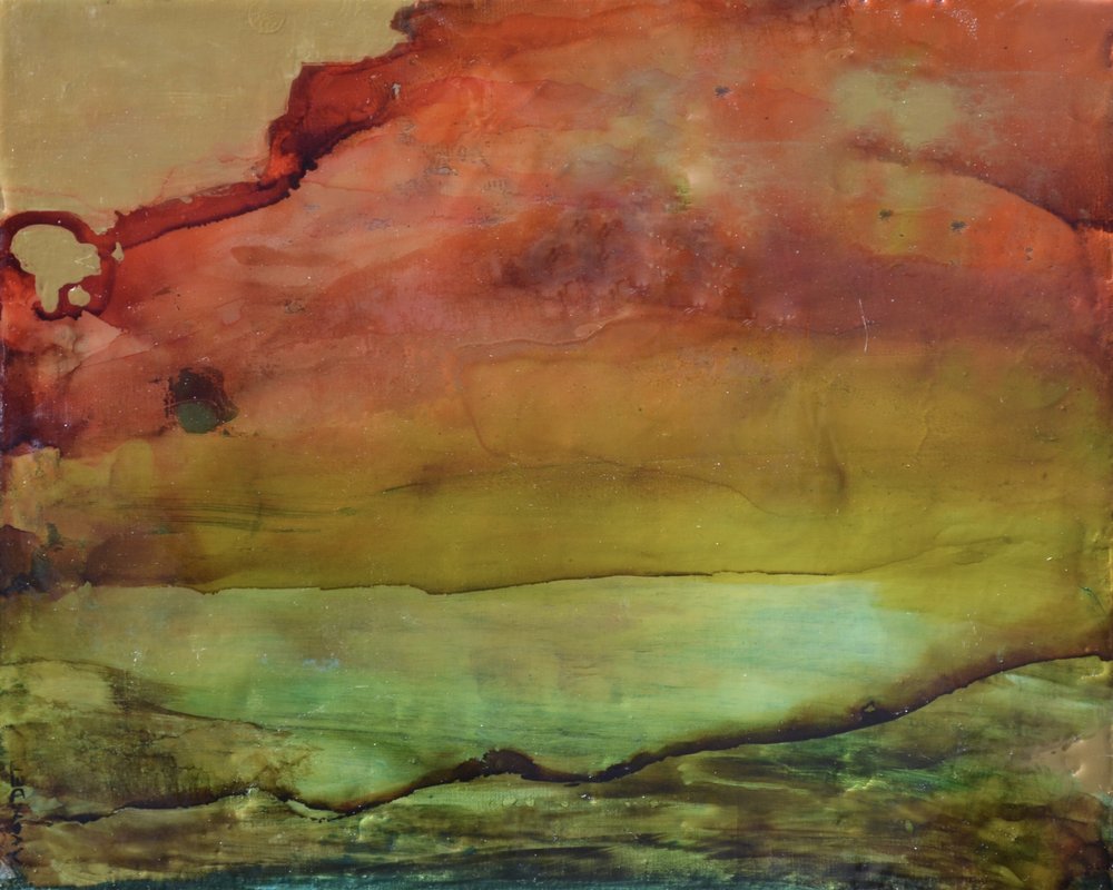 Horizonte abstrato verde-dourado de Natalie Avondet