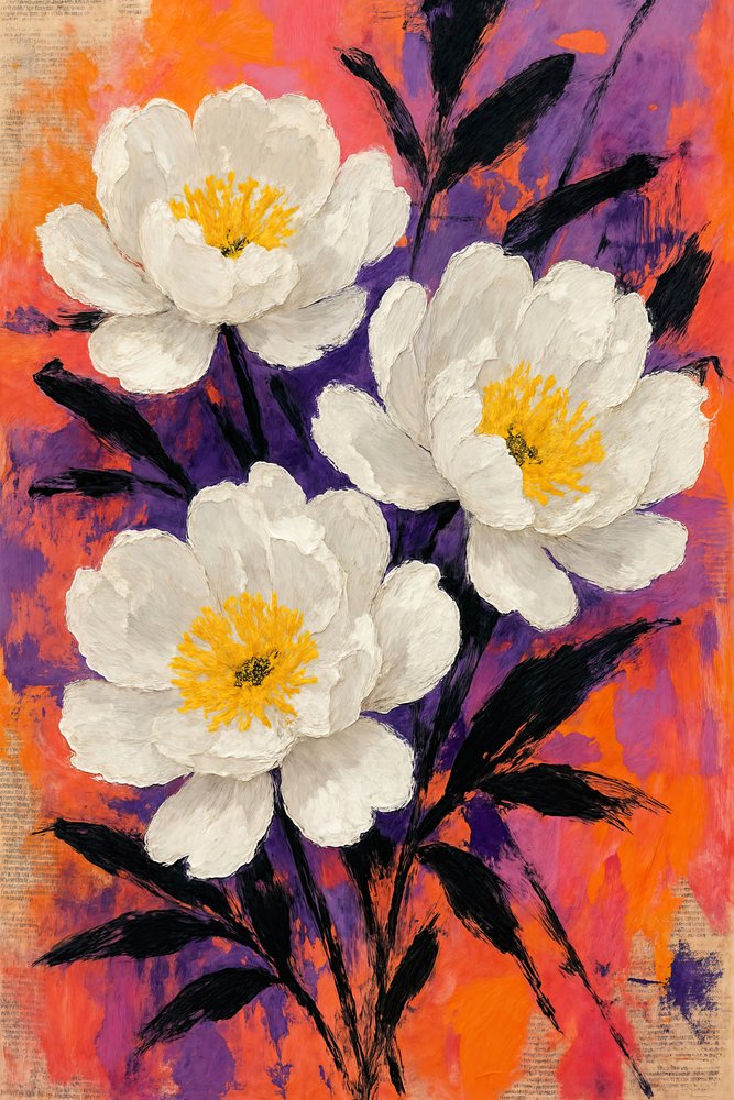 Flores de peônia em estilo abstrato de Natalie Bruns