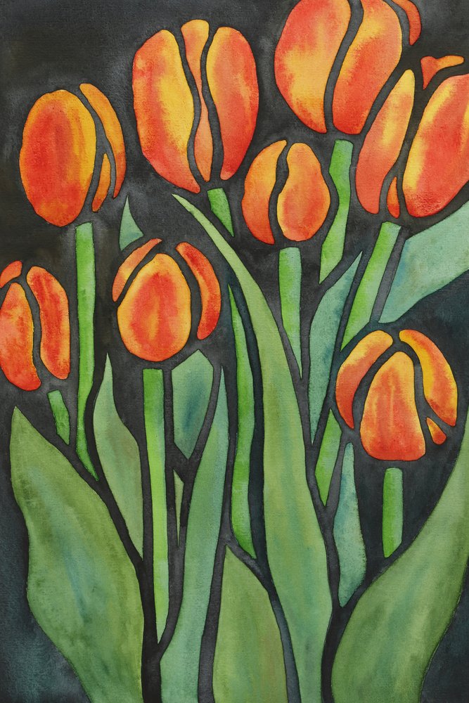 Tulipas laranja vivo de Natalie Bruns