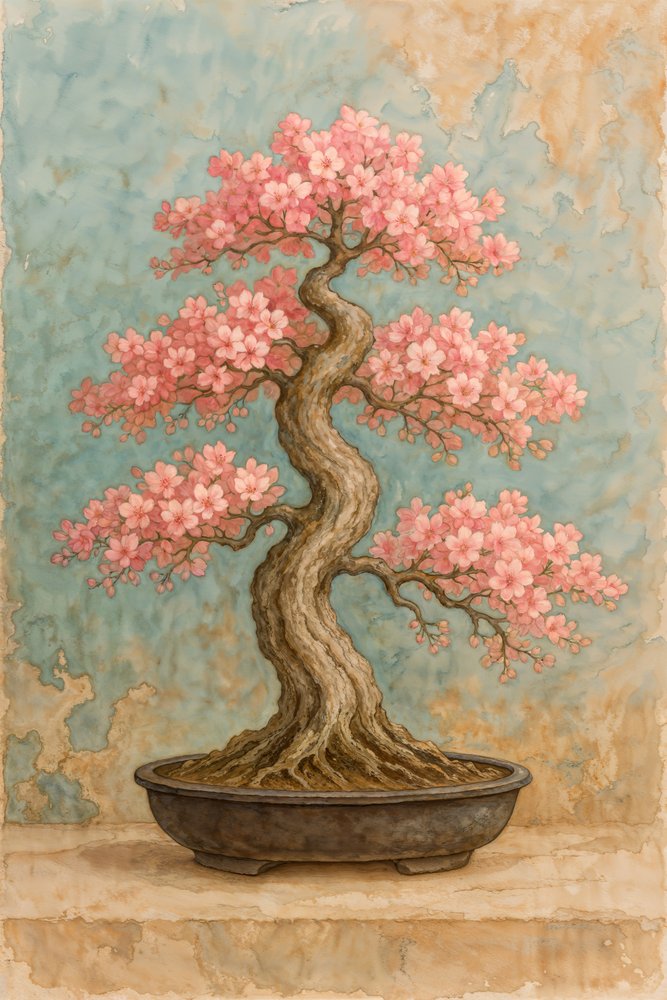 Bonsai de cerejeira em flor de Natalie Bruns