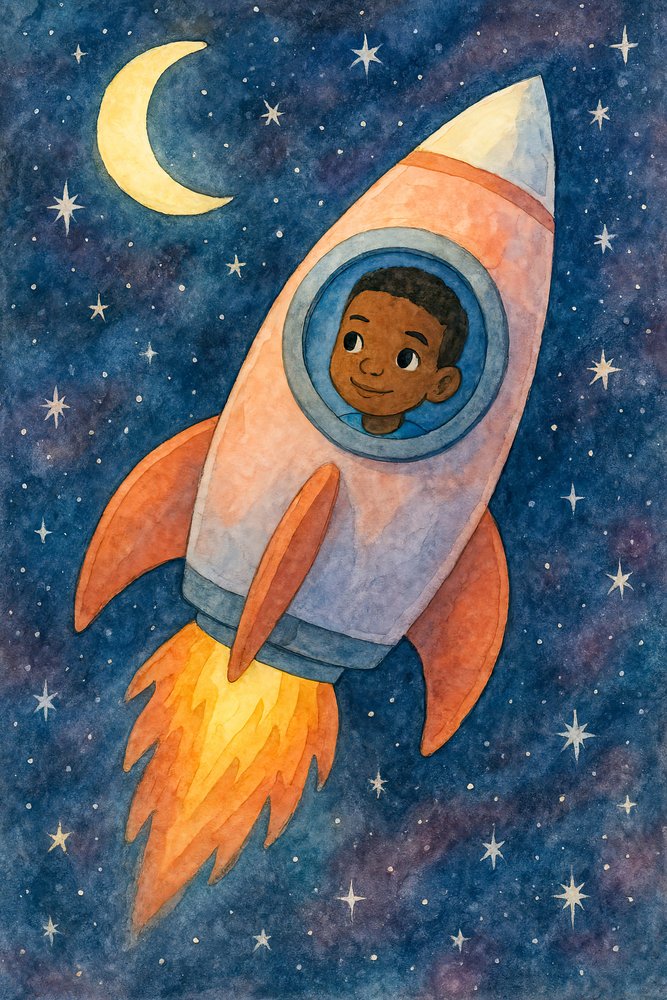 Foguete infantil a voar pelo espaço de Natalie Bruns