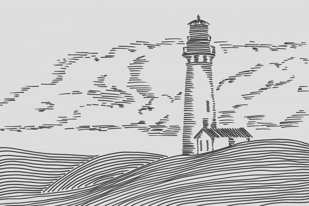 Paisagem costeira com farol de Natalie Bruns
