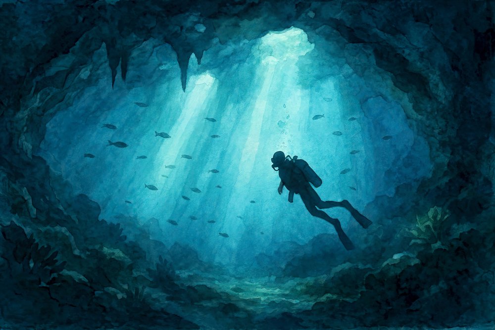 Mergulhador de cavernas Deep Blue de Natalie Bruns