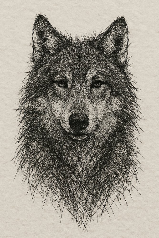 Desenho detalhado de um lobo de Natalie Bruns