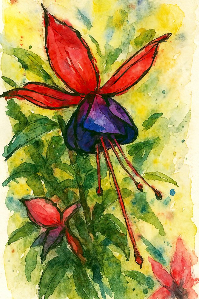 Flor em aquarela fúcsia de Natalie Bruns