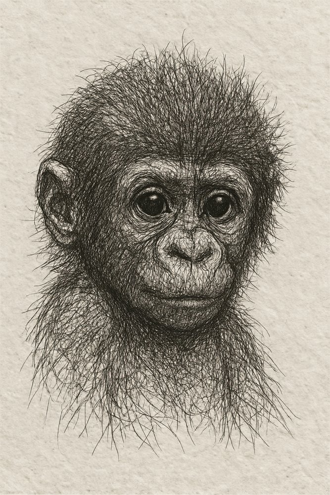Bebé chimpanzé inocente de Natalie Bruns