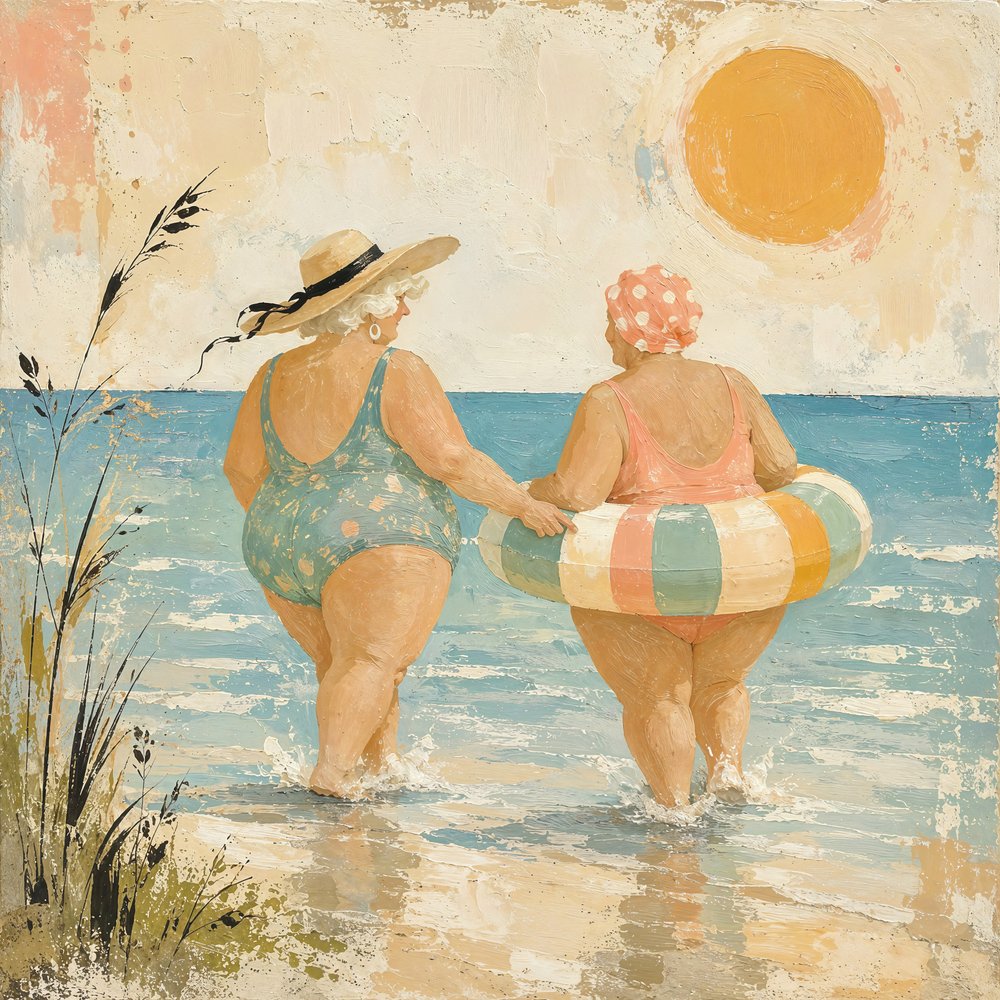 Passeio alegre pela praia de Natalie Bruns