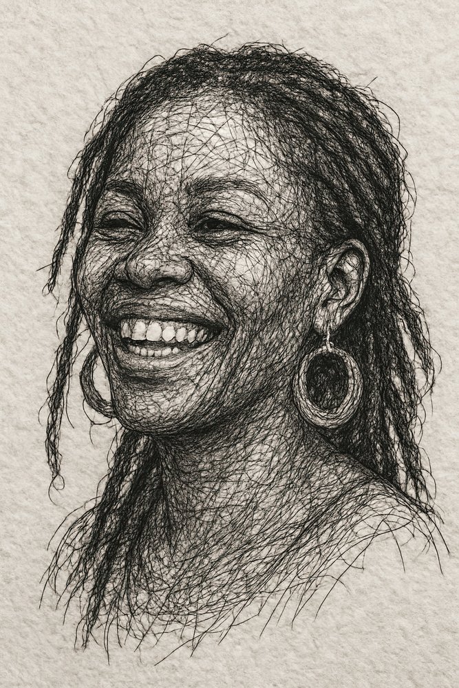 Dreadlocks alegres e sorridentes de Natalie Bruns