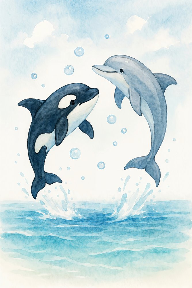 Golfinho brincalhão e orca de Natalie Bruns