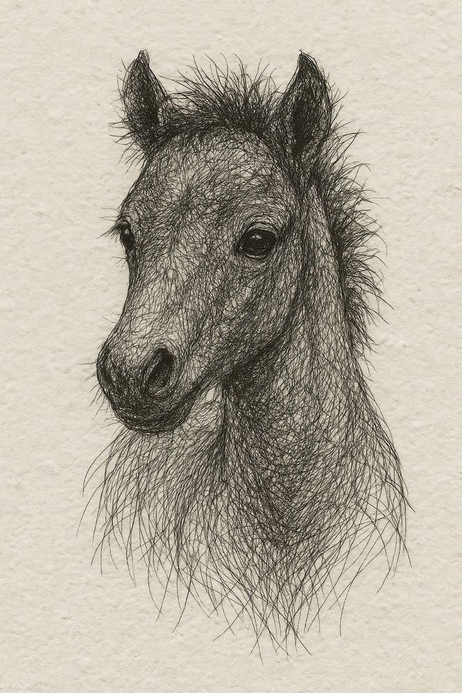 Retrato de um potro de pêlo comprido de Natalie Bruns