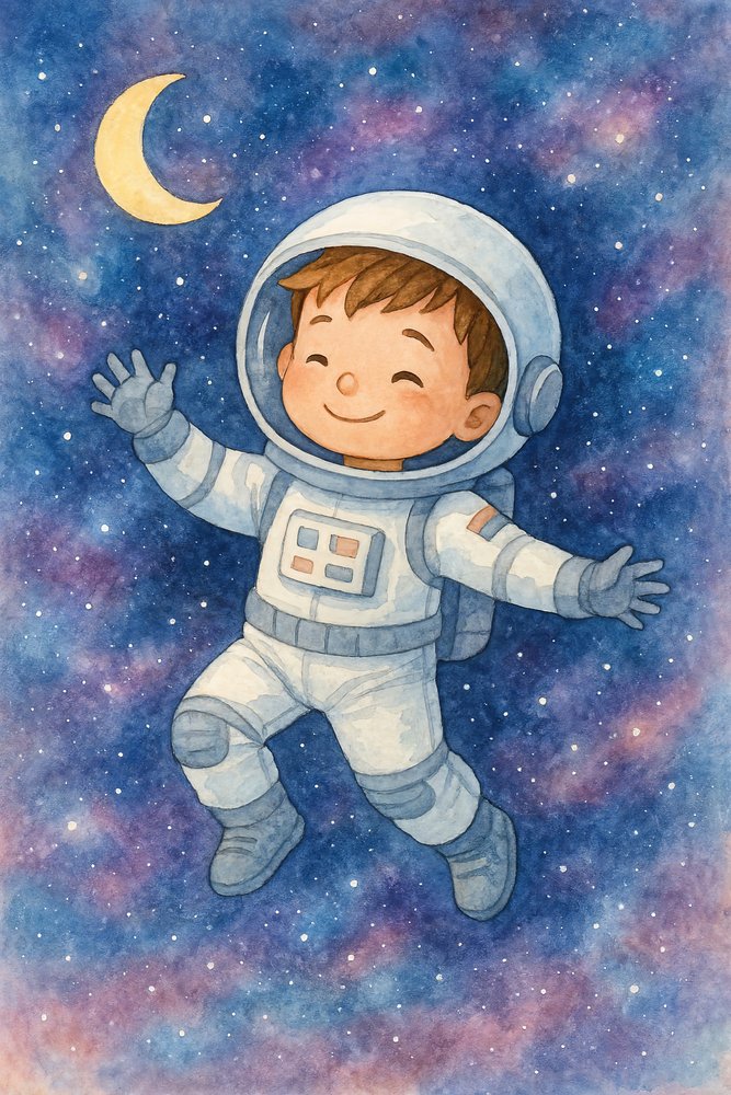 O menino astronauta sorridente de Natalie Bruns