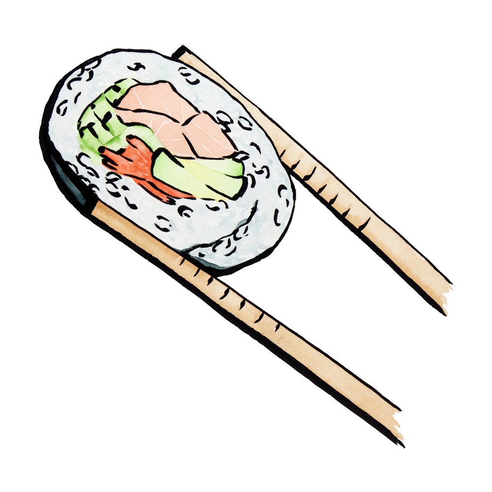 Rolo de sushi com pauzinhos de Natalie Bruns