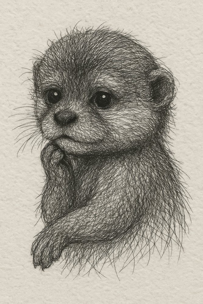 A lontra bebé pensativa de Natalie Bruns