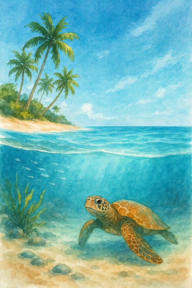 Vista das tartarugas marinhas tropicais de Natalie Bruns