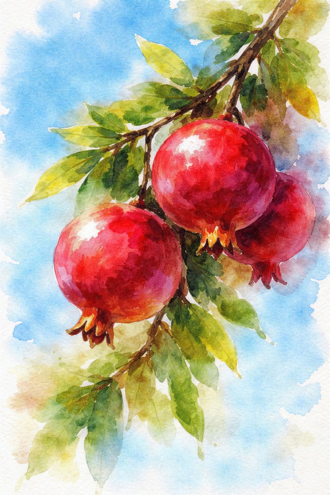 Pintura de romãs vibrantes de Natalie Bruns