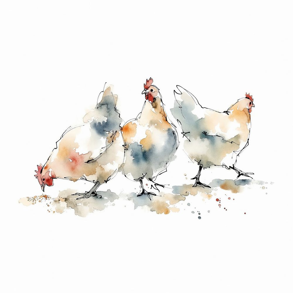 Galinhas da Quinta Watercolor de Natalie Bruns