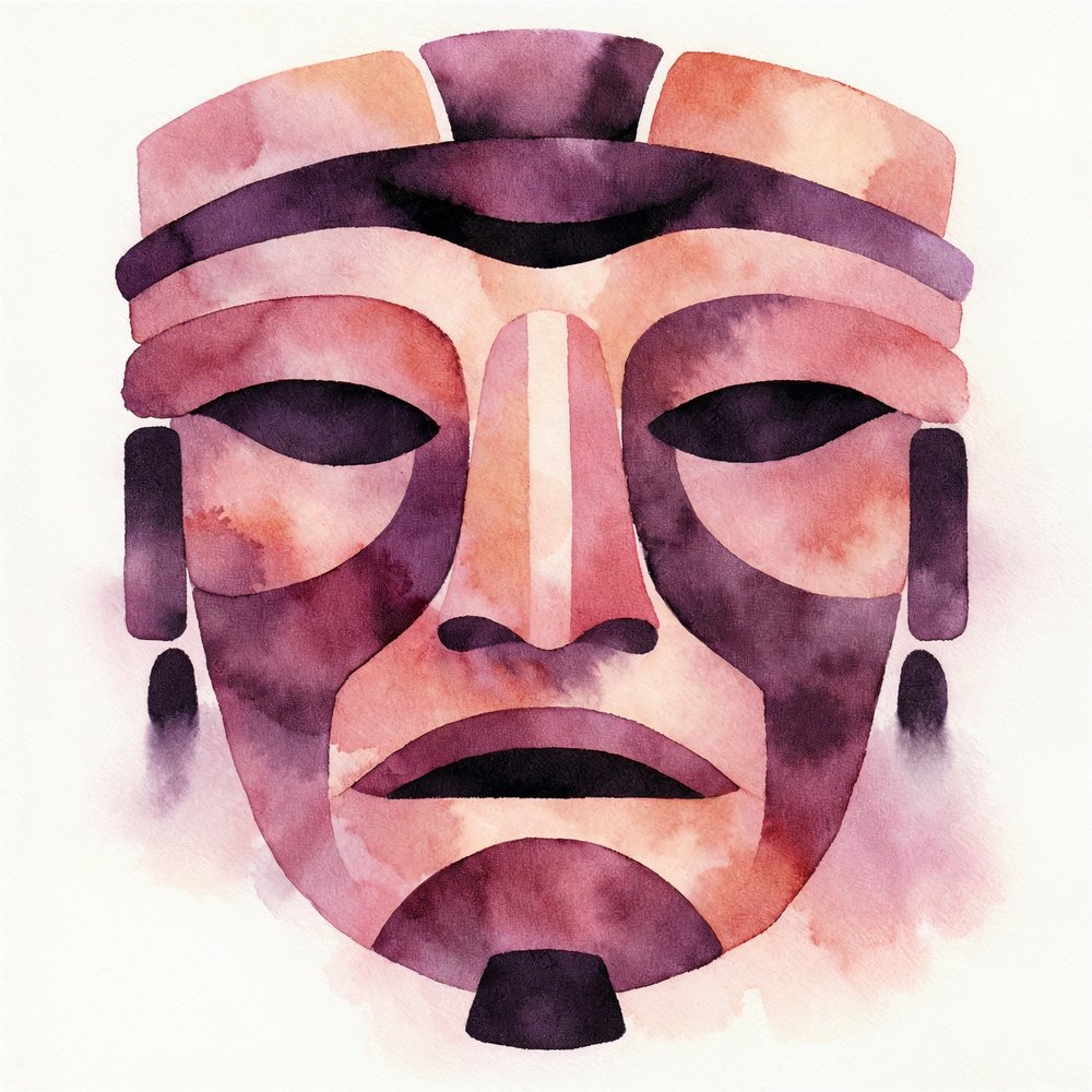 Máscara tribal em aguarela de Natalie Bruns