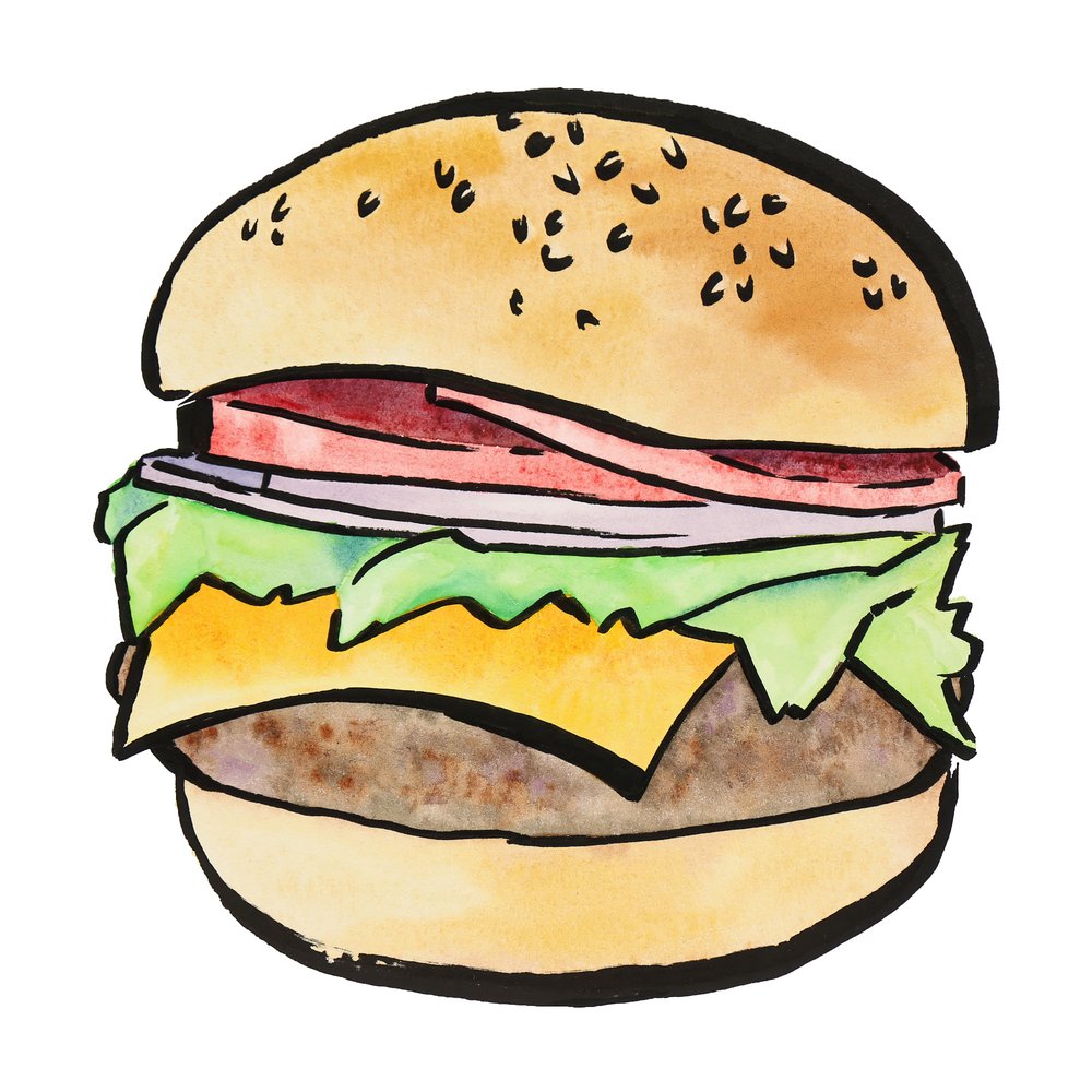 Cheeseburger em aquarela de Natalie Bruns