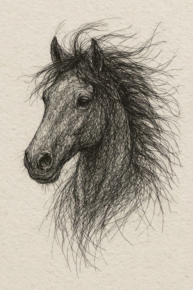 Esboço de um cavalo selvagem de Natalie Bruns