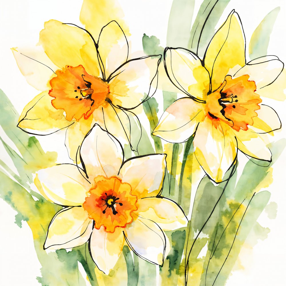 Narcisos amarelos em flor de Natalie Bruns
