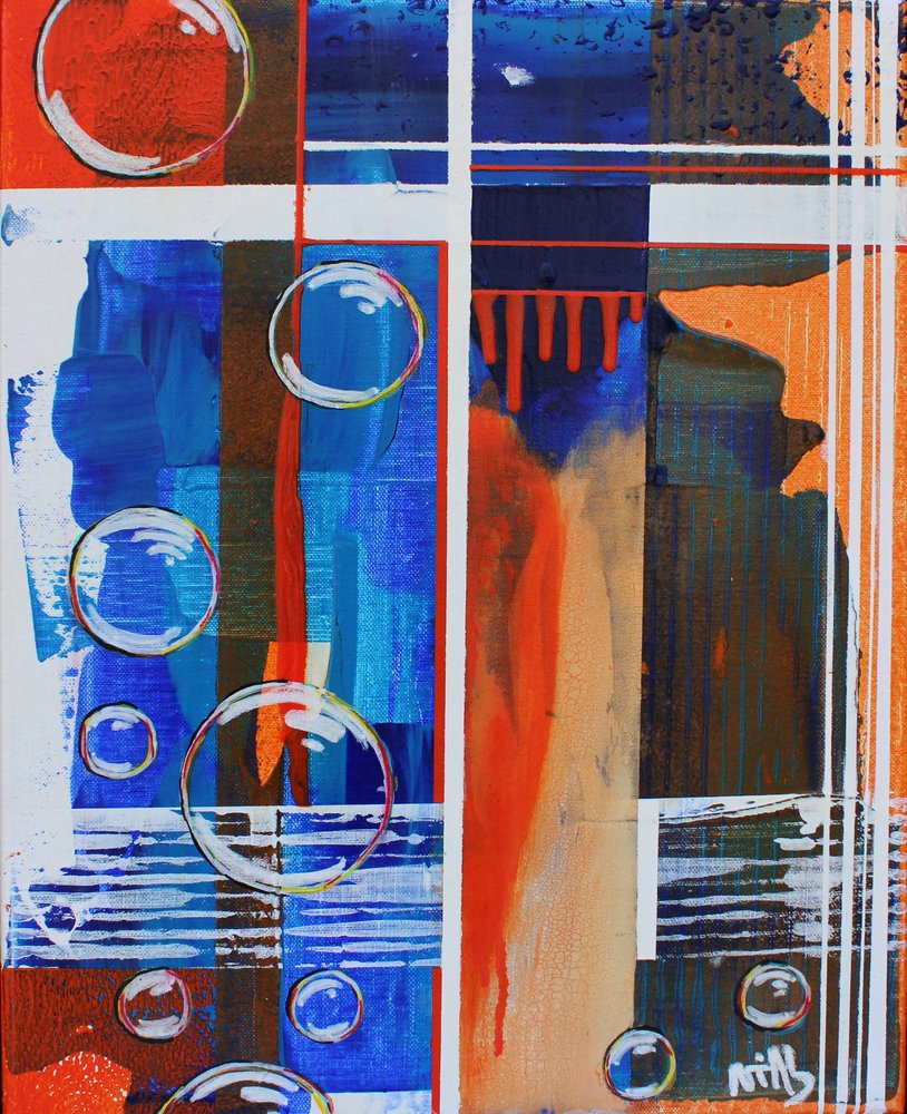 Bolhas azuis e laranjas abstratas de Nicolas Alsterdal