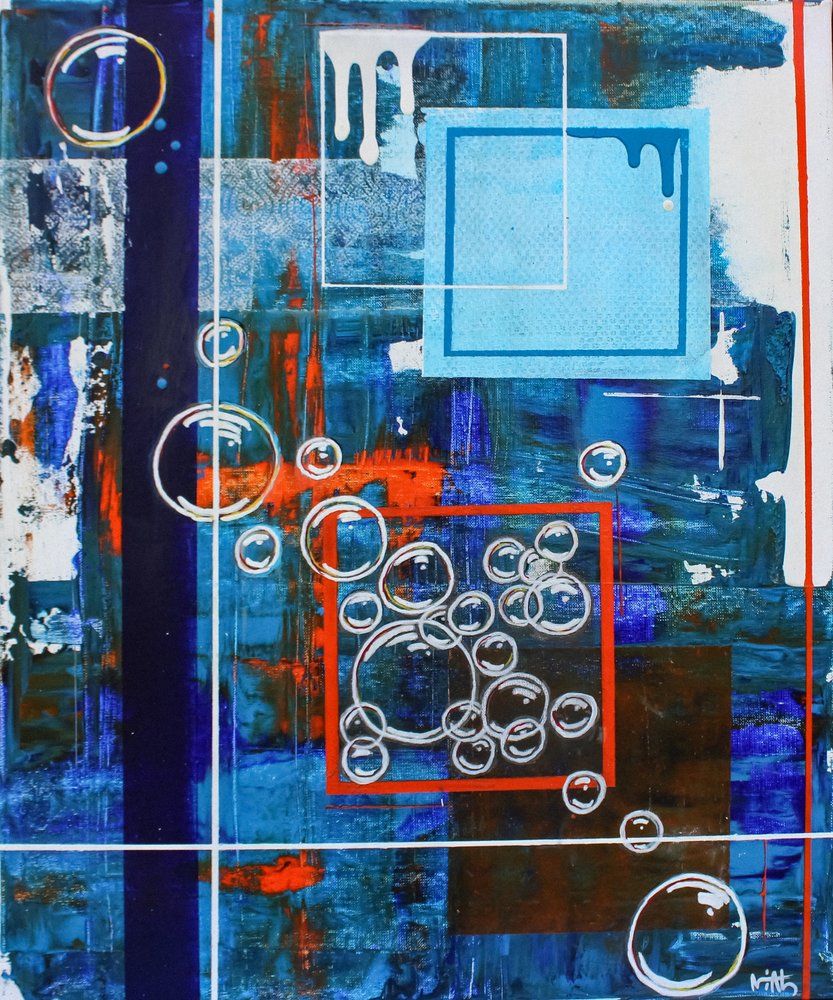 Bolhas geométricas azul e laranja de Nicolas Alsterdal