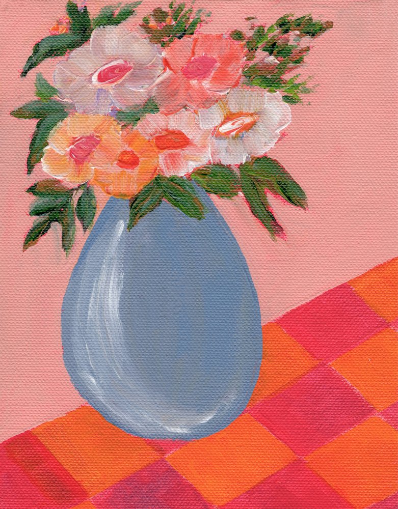 Flores coloridas num vaso azul de Nikita Jariwala