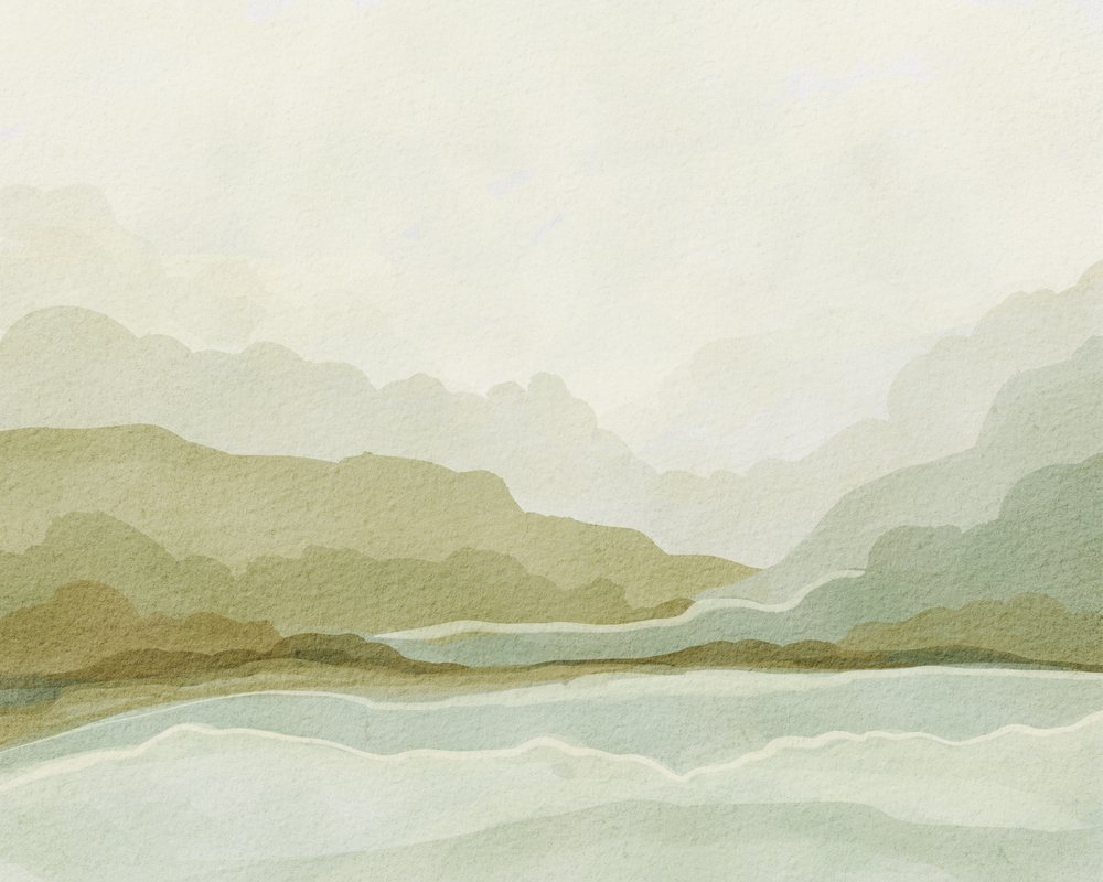 Montanha e Vale em Aquarela de Nikita Jariwala