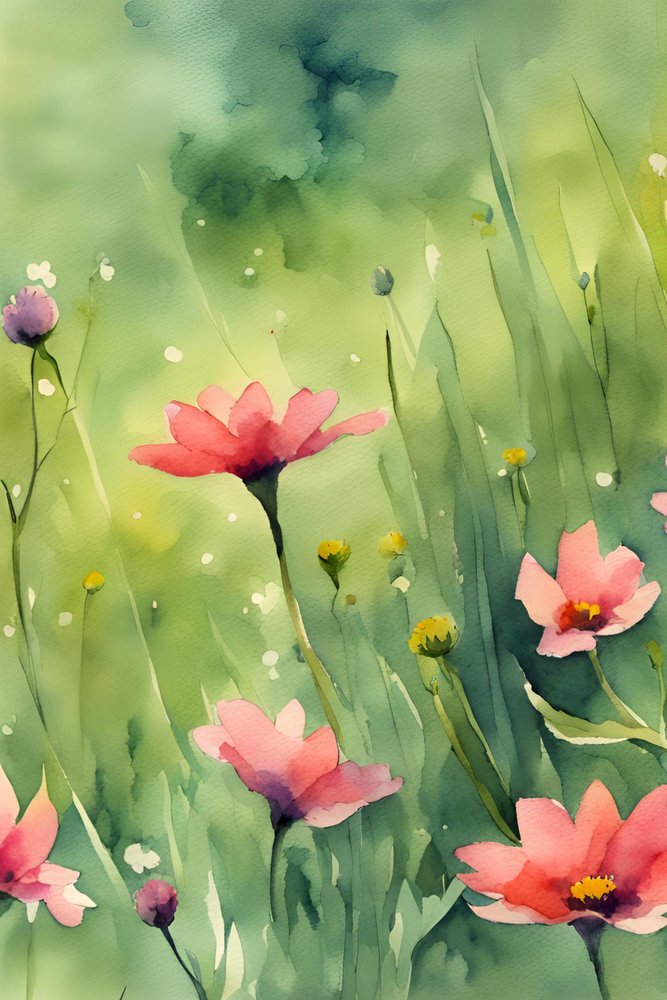 Flor em aquarela rosa de Ohkimiko