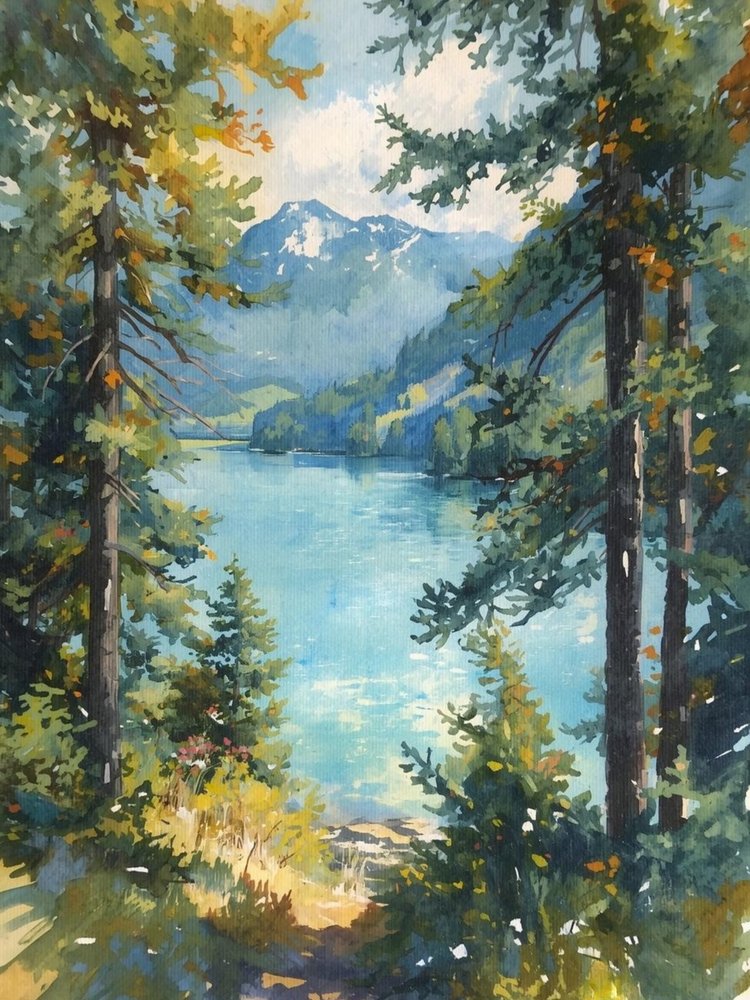 Vista serena do lago na montanha de Ohkimiko