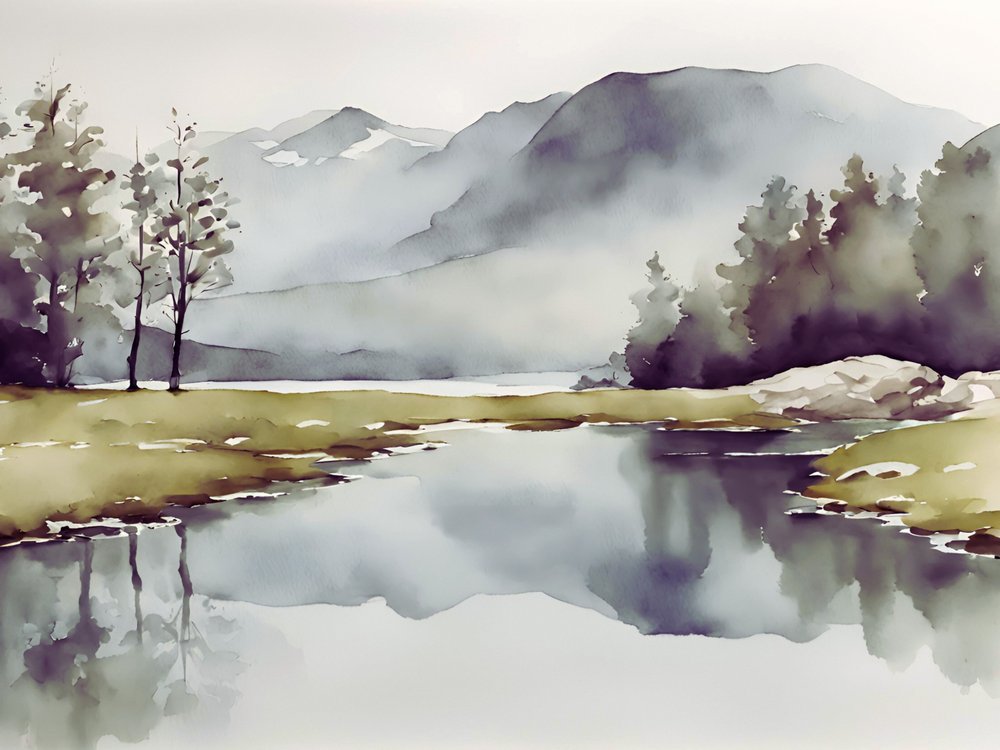 Lago tranquilo na montanha de Ohkimiko