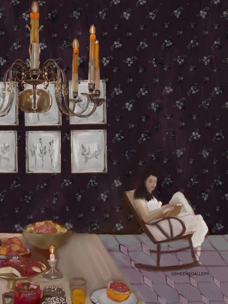Acolhedora leitura matinal de Osheensgallery