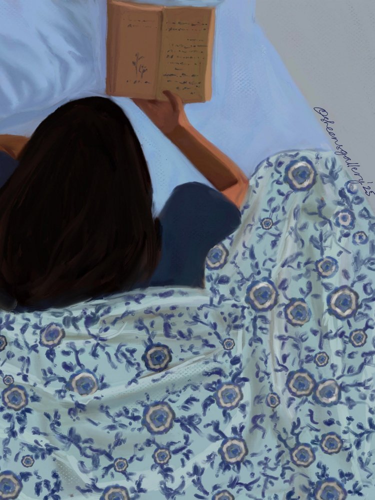 Leitura acolhedora na cama de Osheensgallery