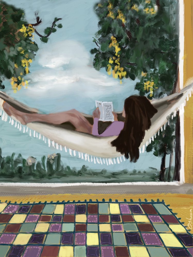 Leitura tranquila ao ar livre de Osheensgallery