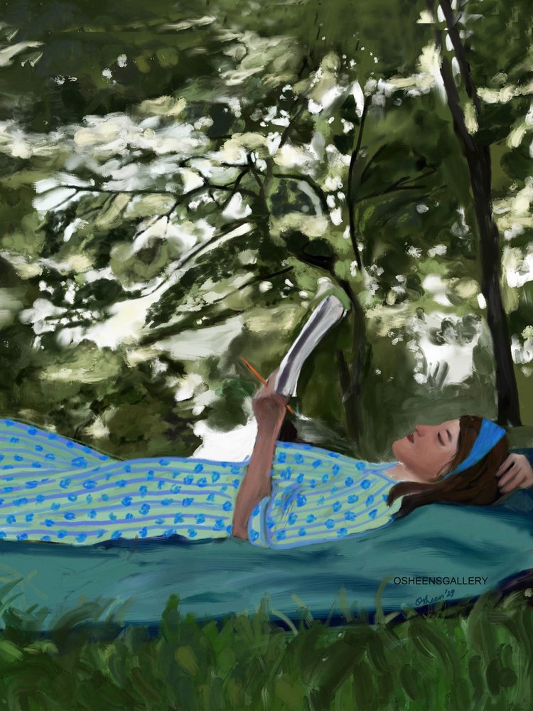 Leitura tranquila ao ar livre de Osheensgallery
