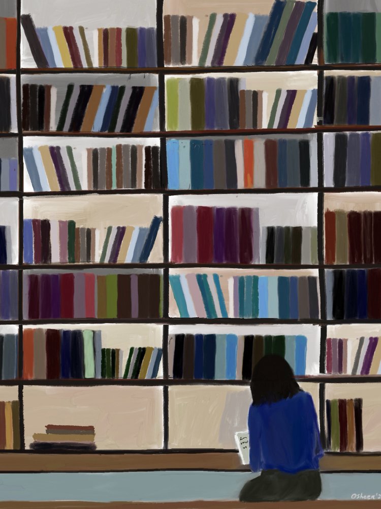 Leitura tranquila na biblioteca de Osheensgallery