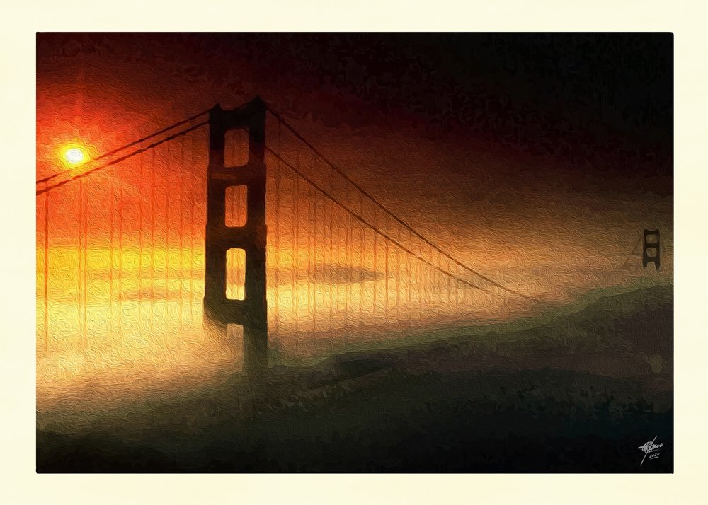 Névoa ao pôr do sol na Golden Gate de Osvaldo Russo